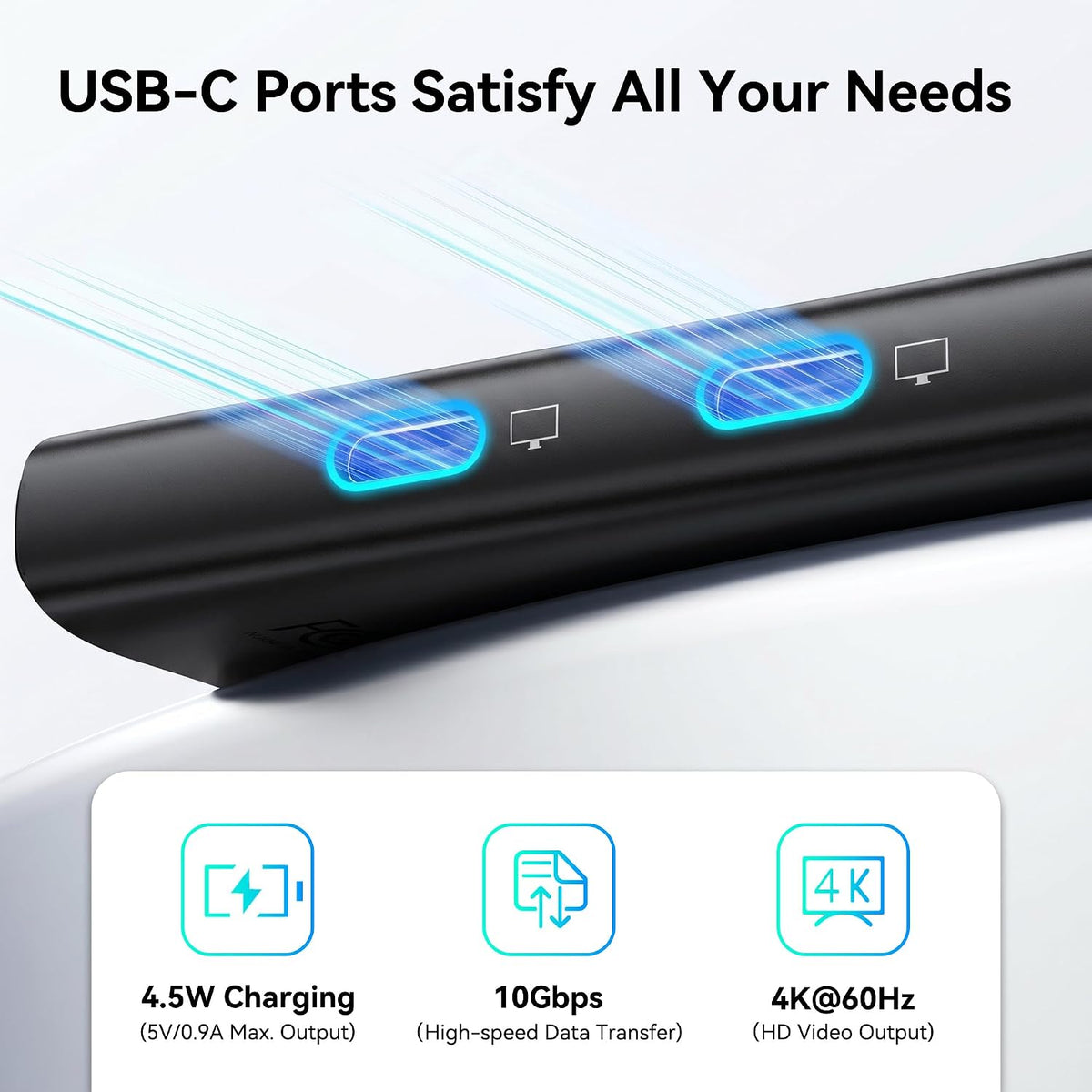 MOKiN USB C Splitter for Dual Monitors 4K@60Hz DP Alt Mode (Black) - Image 7