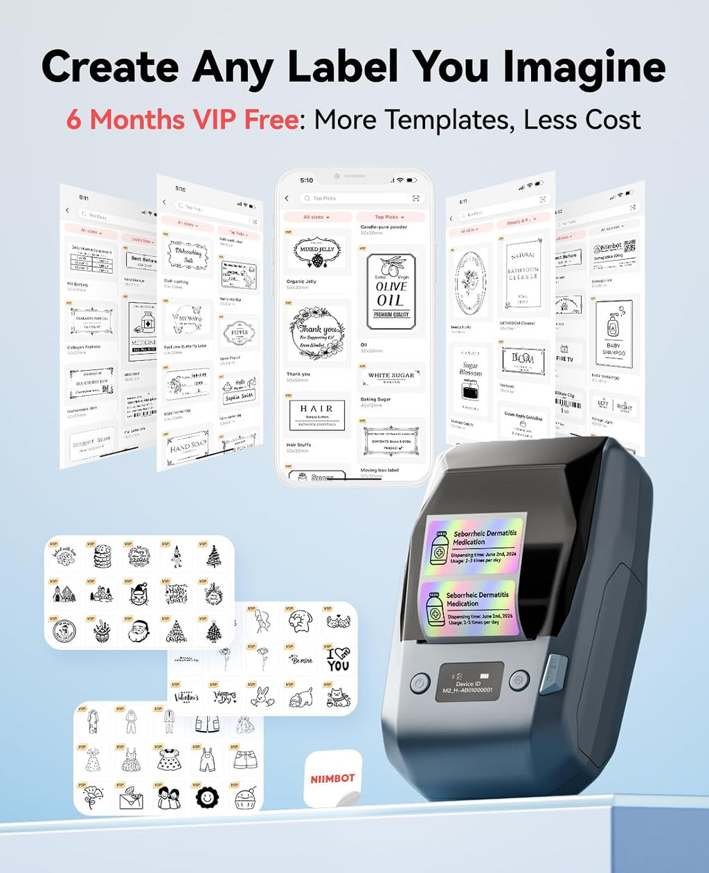 NIIMBOT M2 Bluetooth Thermal Transfer Sticker Printer Support Color Ribbon - Image 8