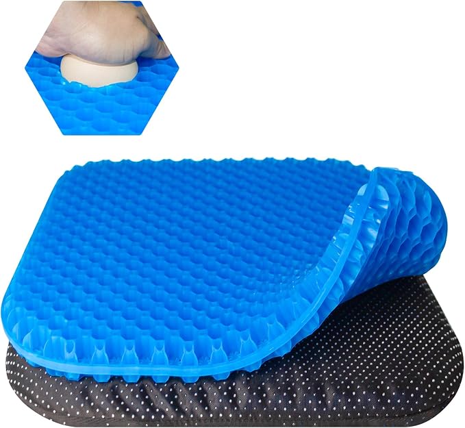 EVEME Large Gel Seat Cushion for Long Sitting with Non-Slip Cover - 18 x 17 Inches, Soft & Breathable, for Chair, Car, Office, Desk Chair, Wheelchair by Unknown