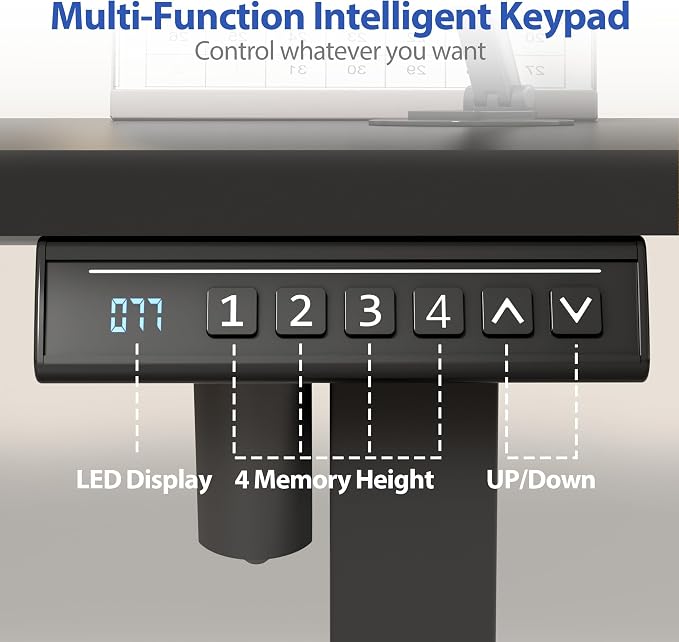 YESHOMY Height Adjustable Electric Standing Desk, 63 x 24 Inches Memory Home Office Sit Stand up Desk with Phone Holder and USB Charging Port, Black - Image 7