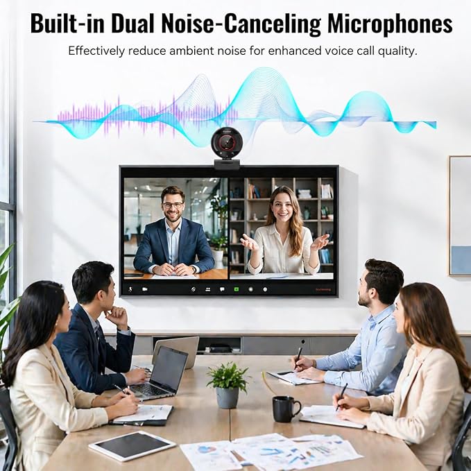 4K Webcam for PC Computer PDAF Autofocus with Built-in Microphone Windows | 1080P@60fps, Privacy Cover, Dual Noise Cancel Mics, 8X Digital Zoom, 78° FOV, Compatible Zoom Teams Twitch Google Meet - Image 4