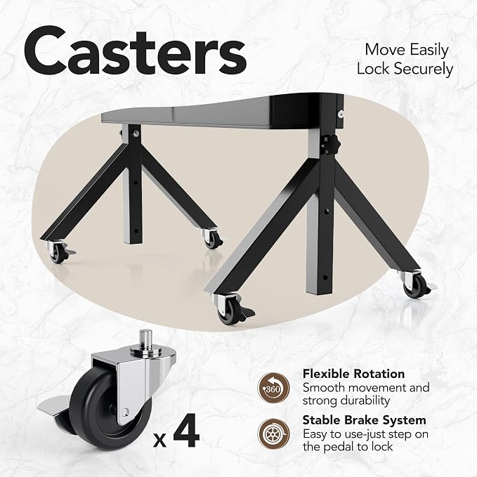 HUANUO Portable Standing Desk Adjustable Height, Mobile Stand Up Desk for Walking Pad and Treadmill, Rolling Computer Table with Wheels, 31.5"x15.75" Height 28.7"-46.1", Black - Image 6