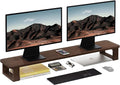 Ufine Dual Monitor Stand Riser 39.3 Inch Wood Desk Shelf Desktop Organizer | 2 Heights Adjustable, Ergonomic Computer Monitor Stand for 2 Monitors, Laptop, TV, Printer by Ufine
