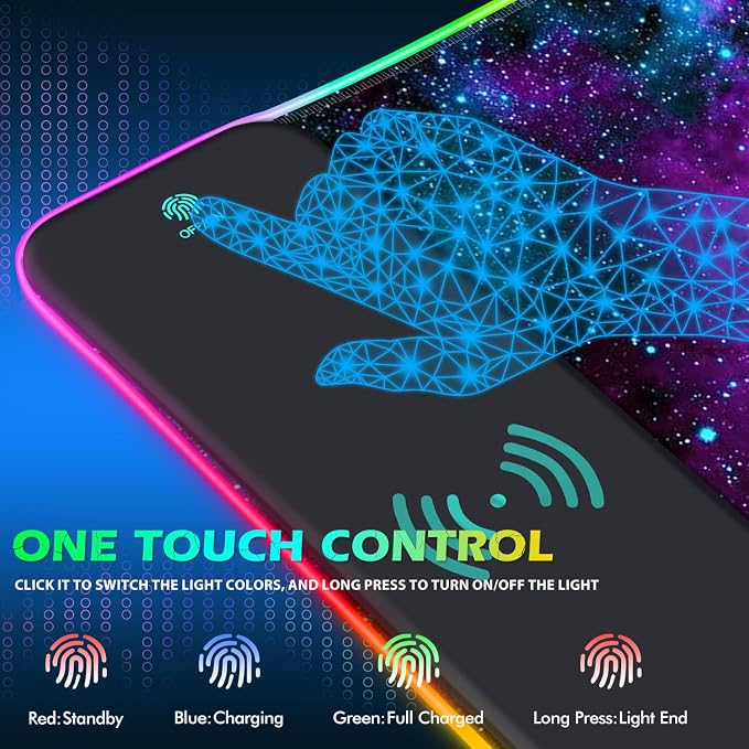 ToLuLu RGB Gaming Wireless Charging Mouse Pad, 5/7.5/10/15W 10 Light Modes | LED Mouse Pad Computer Keyboard Mat Mousepad, 800x300x4MM Extended Large Desk Mat for Gaming, MacBook, Laptop, PC, Galaxy - Image 4