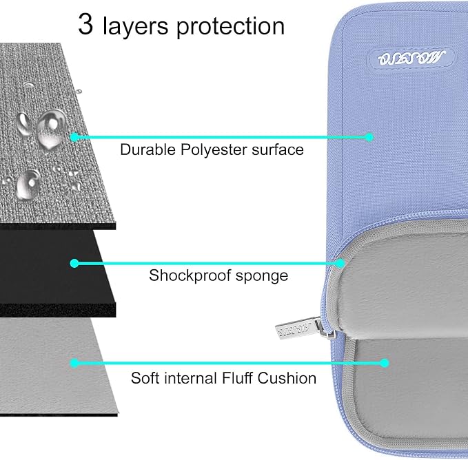 MOSISO Laptop Case 16 inch, 15-15.6 inch Laptop Sleeve Bag with Pocket | Compatible with MacBook Pro 16 M5 M4 M3 M2 M1, HP Acer Dell Lenovo ASUS, Polyester Vertical Computer Bag, Pastel Blue - Image 3