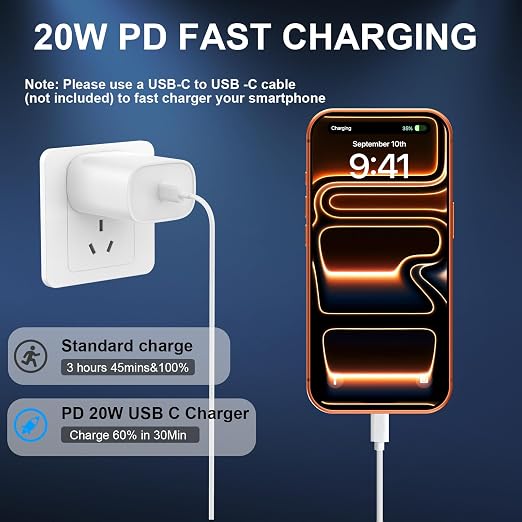 Phone 17 16 15 Charger Fast Charging Type C Chargers USB C Fast Charger Block & Phones 17 Charger Cord 12FT Long USB C Charging Cable for i.Phone 17/17 Pro/17 Pro Max/Air/Phone 16 15 Pro Max,White - Image 4
