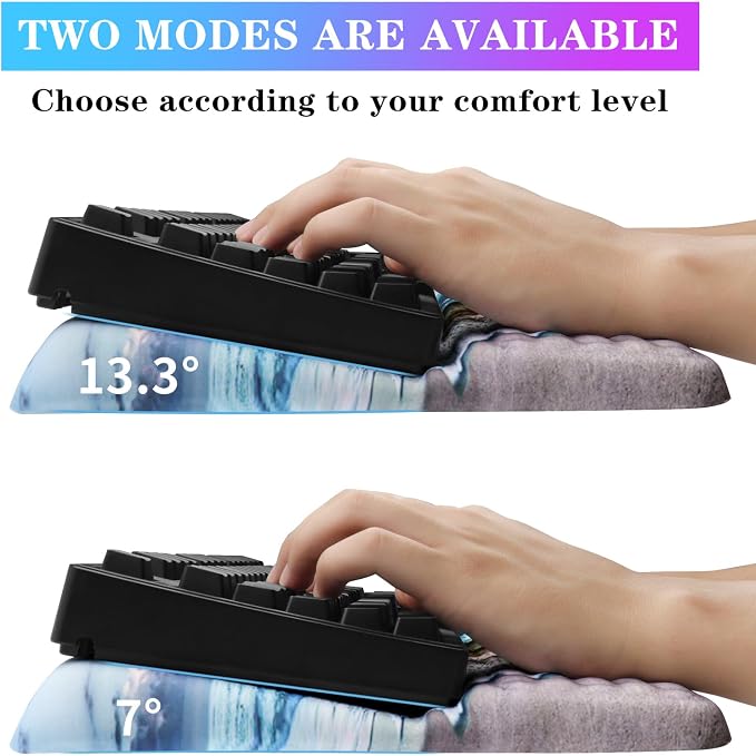 Computer Keyboard Stand with Wrist Rest, Ergonomic Tilted Keyboard Holder - Keyboard Riser with Wrist Pad - Keyboard Tray Support for Office Home - Beach - Image 2