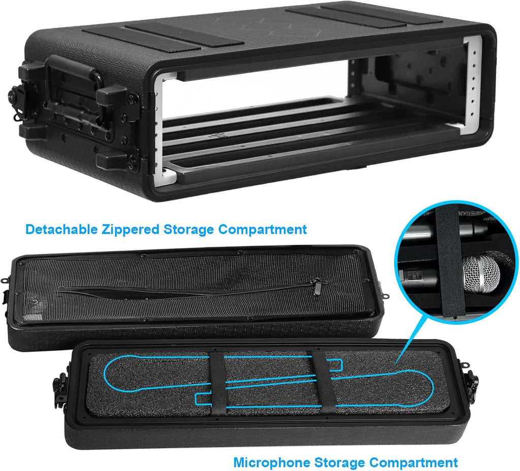 Diandian 2U Rack Case Shallow 11" Depth, Rackmount Flight Case Shock Mount - Image 2