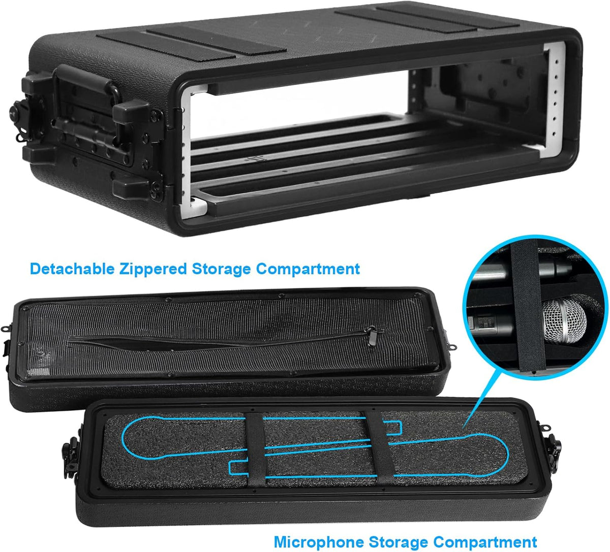 Diandian 2U Rack Case Shallow 11" Depth, Rackmount Flight Case Shock Mount - Image 2