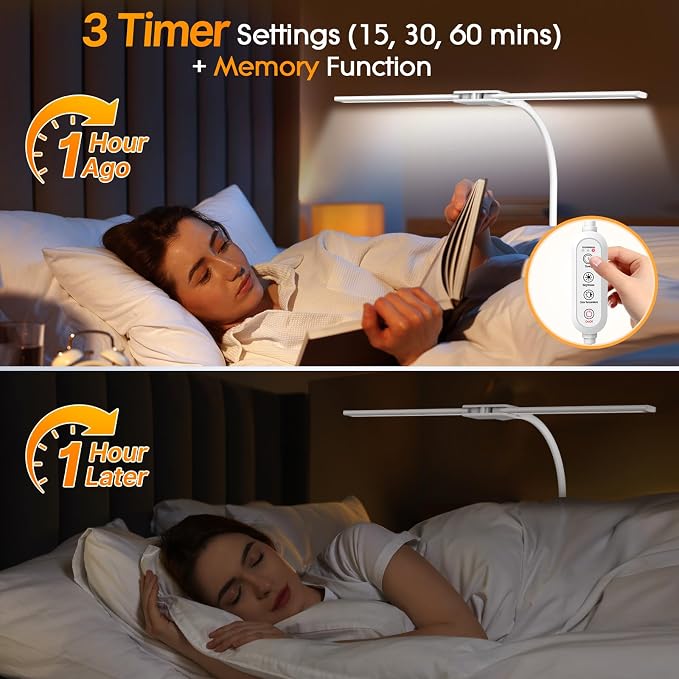 Syrinx LED Desk Lamp, Dual Head Desk Light with Clamp, Eye-Care Table Lamp | Flexible Gooseneck Task Light with Motion Sensor, Wired Control, 50 Lighting Modes, Timer & Memory Function for Home Office - Image 7