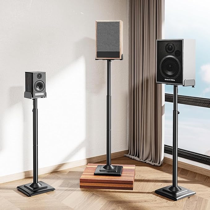 Speaker Stands Pair, 34"-43.3" Height Adjustable, Max 11 lbs, Cable Conceal | Speaker Stand for Surround Sound, Sturdy Spring-Loaded Floor Standing for Satellite Rear Bookshelf Speaker - Image 2