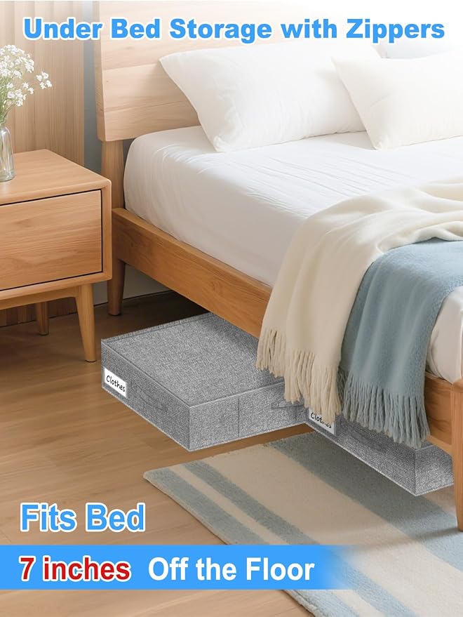 6.7-Inch Under Bed Storage Bin with Zipper Lid, Rigid Sides,2 Pack, Gray | Zipped Lid, Rigid Sides & Bottom, Large Clothes Organizer Box, Off-season Storage, Bedrooms, Closet Organization - Image 2