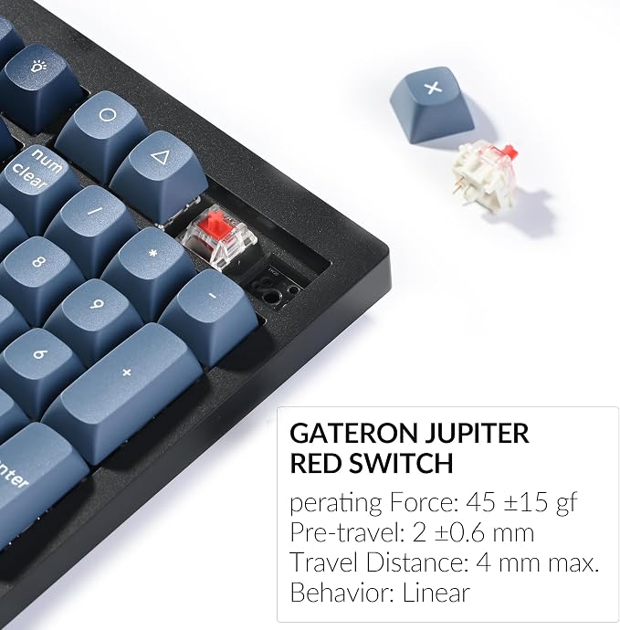 Keychron V6 Max Wireless QMK Mechanical Keyboard 2.4 GHz & Bluetooth | Full-Size Layout Custom with Hot-swappable Gateron Red Switch RGB Backlight Compatible with Mac Windows Linux - Black - Image 7