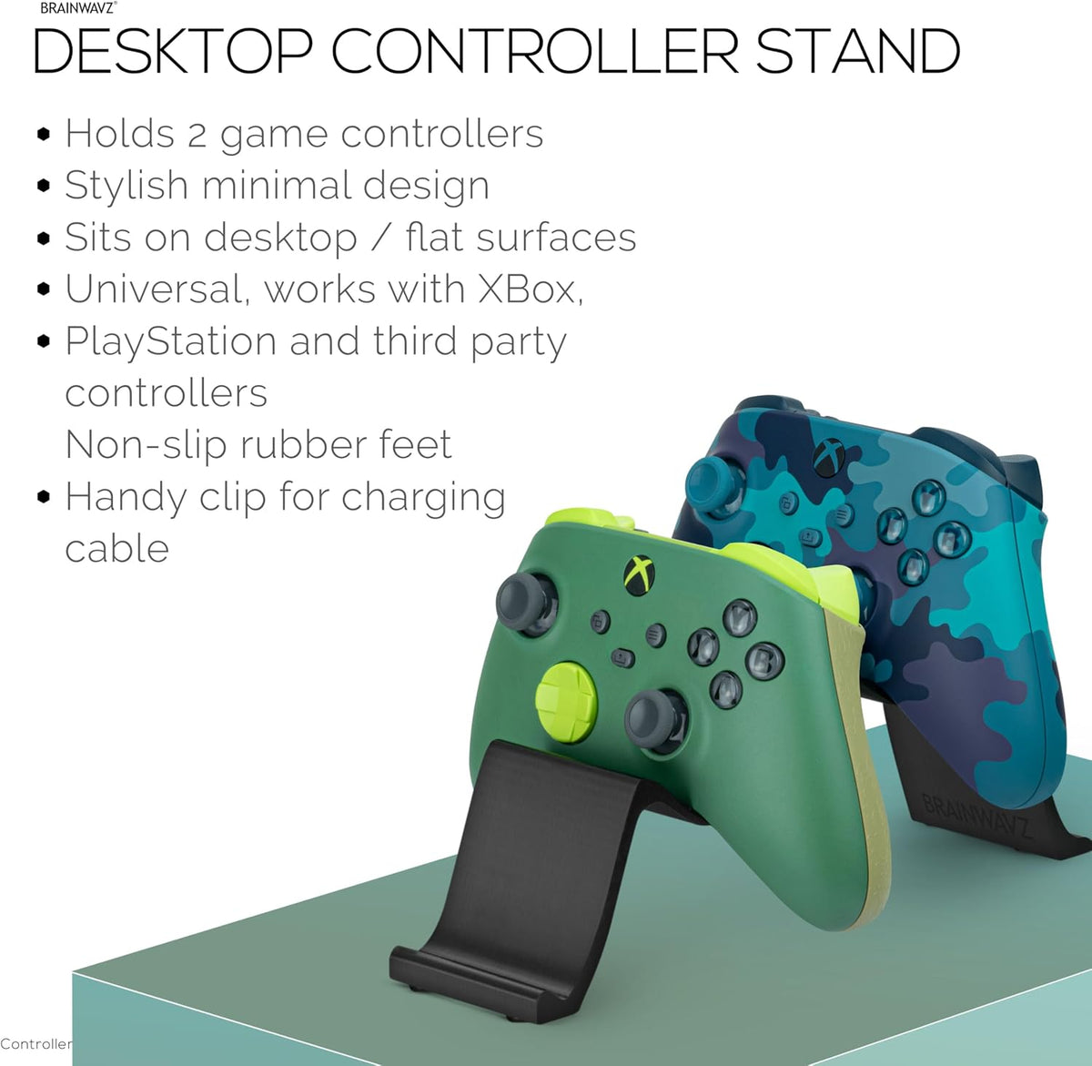 Desktop Dual Game Controller Stand Holder – Stylish, Minimal Wave Design, Suitable for PS5, Xbox, Switch, PC & Retro Gamepads - Image 4