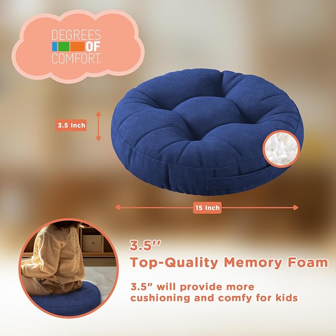 Floor Cushions For Kids 6Pack, Round Flexible Classroom Seating, 15 inch | Waterproof Floor Pillows With Handles, Safe Smolder Resistance Sitting Pillow For Elementary, Daycare & Reading, Vibrant - Image 2