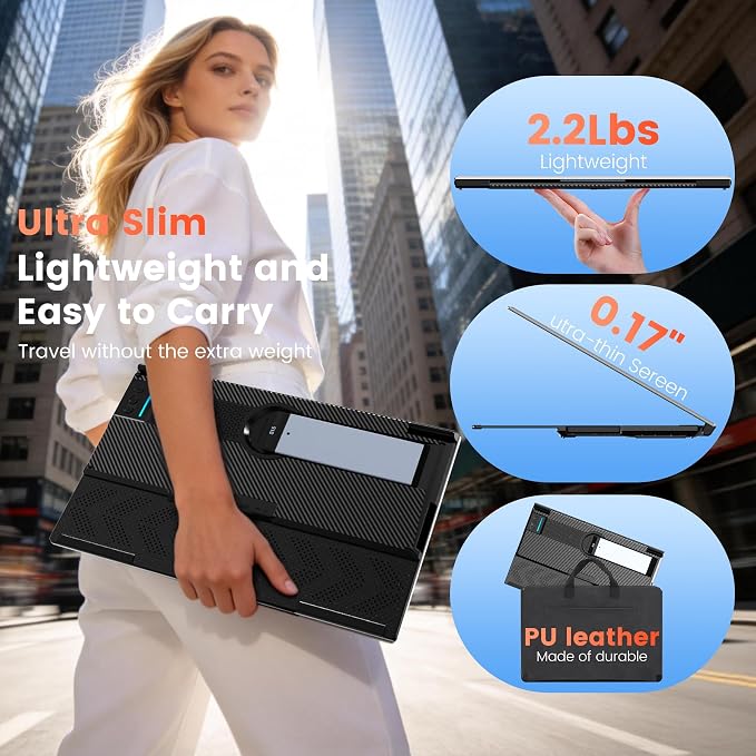 SMISEACOW Laptop Screen Extender 14" for 13-17.3'' Laptops, Portable Dual Monitor for Laptop, Ultra-Slim Clamp-On Vertical Dual IPS 1080P Screen Monitor Extender, USB-C HDMI for Office Travel - Image 6