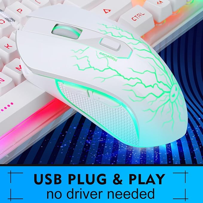 Gaming Keyboard and Mouse Combo, K1 RGB LED Backlit Keyboard with 104 Key for PC/Laptop(White) - Image 2