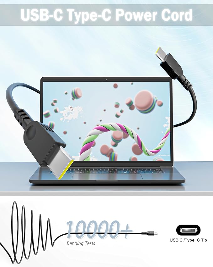 WZXHU Slim 100W USB C Laptop Charger Compatible with Lenovo Yoga 9 9i 7 7i ThinkBook 15 16 Yoga Slim 7Pro ldeapad 5 Pro 16 Thinkpad Carbon x1 Type C Fast Charging AC Adapter Power Supply - Image 3