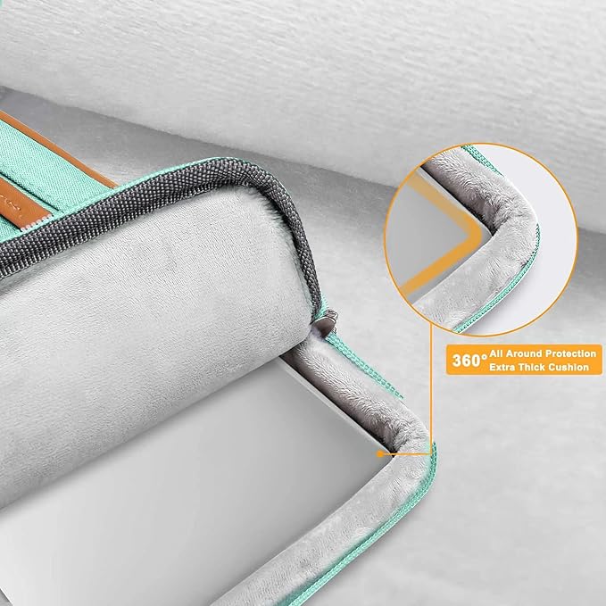 MOSISO 360 Protective Laptop Case 15 inch, 15 inch Laptop Sleeve | Compatible with MacBook Air M5 M4 M3 M2 2026-2023, Dell XPS Plus, Side Open Carrying Case with 4 Zipper Pockets, Aqua Green - Image 4