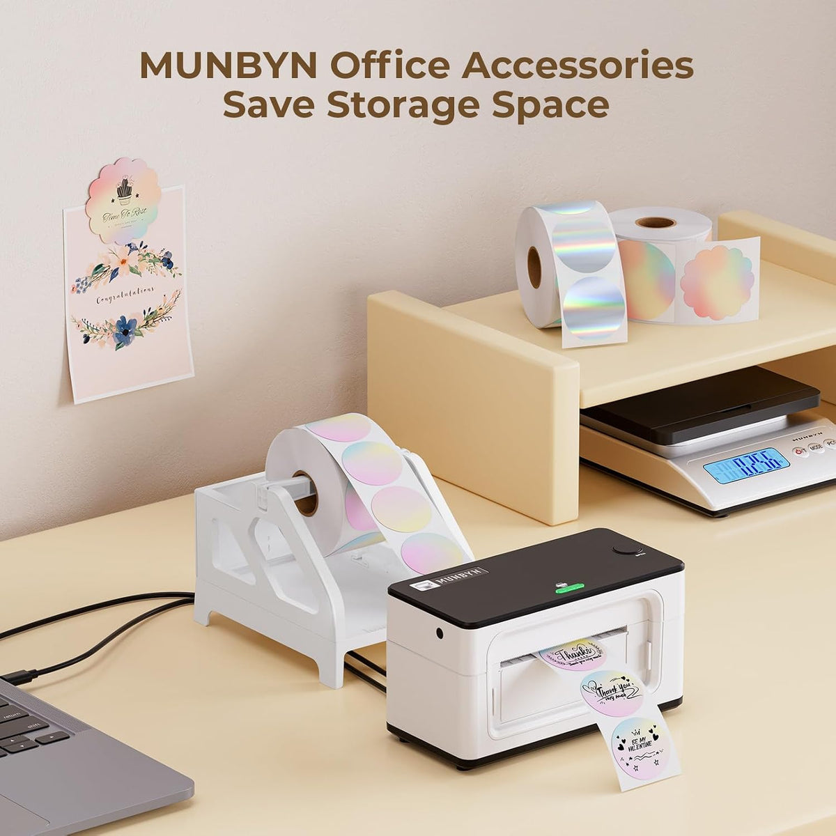MUNBYN Label Holder for Rolls and Fan-Fold Labels, White - Image 6