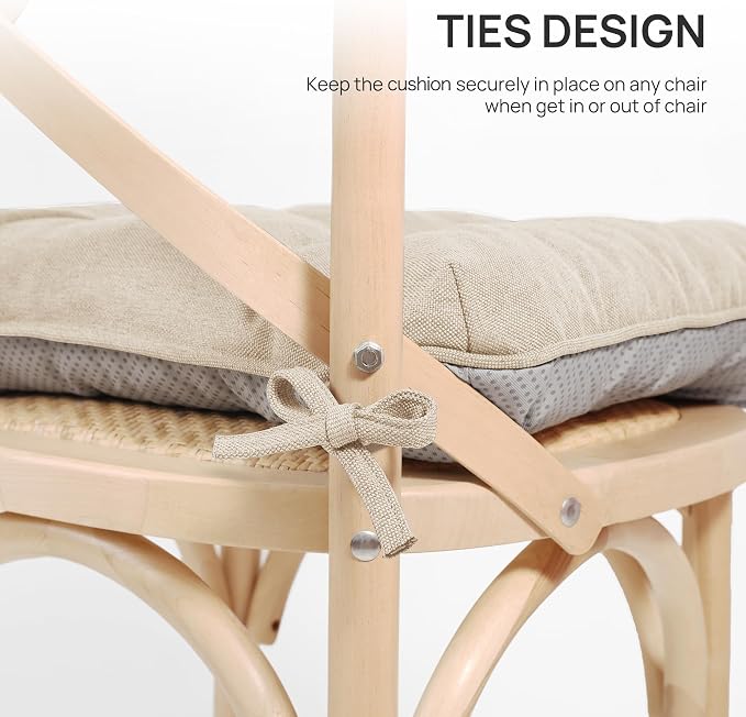 Love's cabin Memory Foam Chair Cushions Set of 4, Outdoor/Indoor Chair Pads for Dining Chairs 4 Pack, Seat Cushions for Kitchen, Dining Room, Office, Patio Chairs, 15.5" x 15.5" x 3.5" Khaki | 15.5"x15.5"x3.5", Indoor & Outdoor Chair Seat Pads with Non... - Image 4