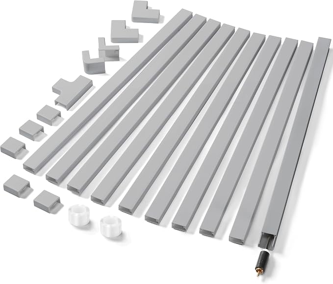157in Cord Hider Wall Kit, Cable Hider for 1 Thick Cord, Grey | Wire Covers for Cords - TV Cord Cover Wall Kit, Cable Cover Cable Raceway , Wall Cable Concealer 10 x L15.7”, W0.78” H0.4” by YCLYC