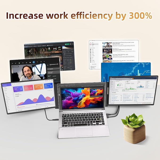 ROYY 2.5K Laptop Screen Extender, 16" Triple Detachable Portable Monitor | 2560x1600P QHD, 100% sRGB, 350 CD/㎡, One cable plug & play, Multi screens compatible with Windows/Mac/Android/Switch/PS - Image 8