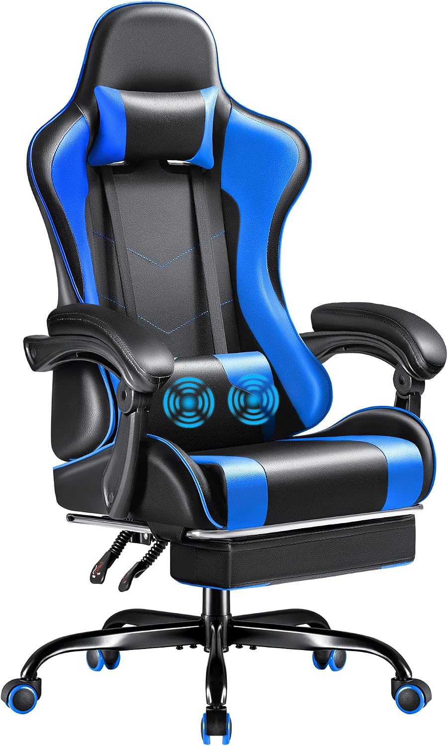 Furmax Gaming Chair, Video Game Chair with Footrest and Massage Lumbar Support, Swivel Seat Height Adjustable Computer Chair with Headrest, Racing E-Sport Gamer Chair (Blue) by Furmax