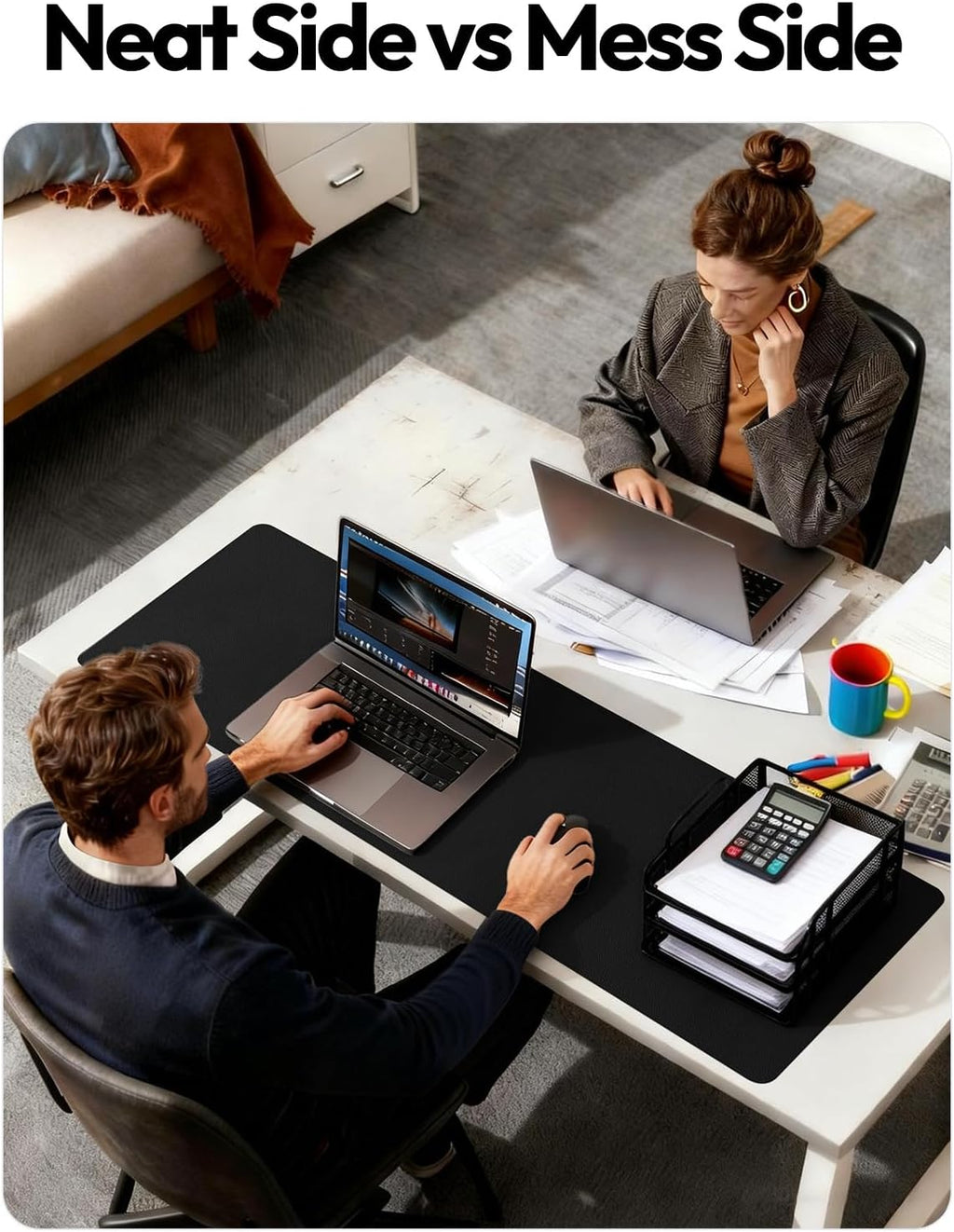 YSAGi Leather Desk Protector, Office Mat, Large Mouse Mat, Non-Slip PU Leather Blotter, Laptop Desk Mat, Waterproof Writing Pad for Office and Home(Black, 63" x 17.2") - Image 7