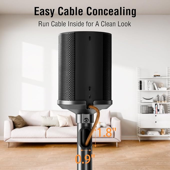 ELIVED Speaker Stands Pair for Sonos Era 100 and Sonos One, One SL, Play:1 | 35"- 43.4" Height Adjustable Speaker Stand for Surround Sound, Cable Management, Tempered Glass Base, 11 LBS Loading - Image 5