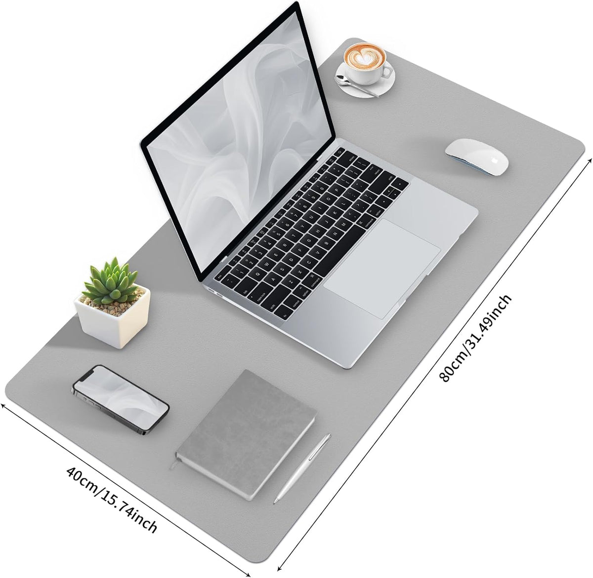 Large Desk Pad, Grey Desk Mat, Desk Pads on Top of Desks, Computer Mat Non-Slip, Desk Blotter Waterproof, Easy to Clean - Light Grey (31.5 x 15.7 Inches) - Image 6