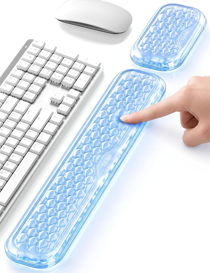 Vaydeer Gel Wrist Rest Set for Keyboard and Mouse, Ergonomic Wrist Support | Cooling Gel Keyboard and Mouse Wrist Pads with Non-Slip Base for Typing, Gaming, Laptop, Home Office, Glacier Blue by Vaydeer