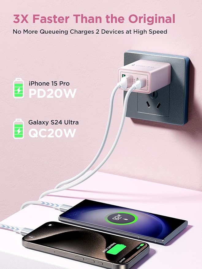 USB C Charger Block, 40W 4-Port Fast Charging Block USB C Wall Charger Dual Port PD + QC Wall Plug Multiport Type C Block for iPhone 17 16 15 14 13 12 11 Pro Max XS XR 8, iPad, Samsung Phone - Image 3