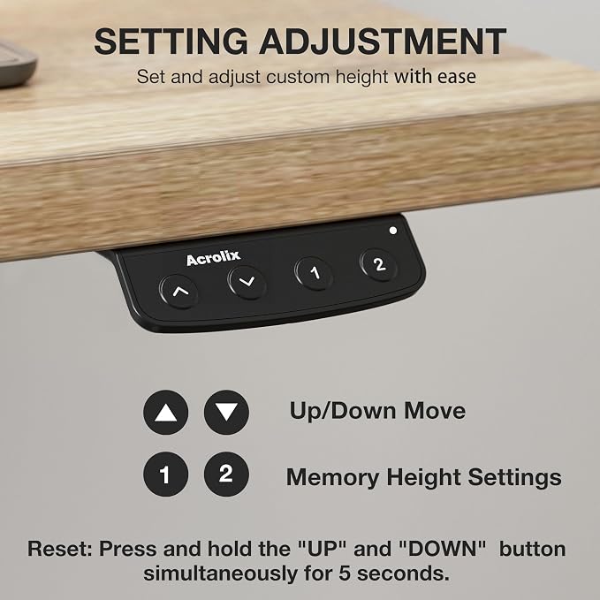 Electric Standing Desk with Cable Management,Oak Height Adjustable Desk with Memory Presets, Sit Stand Table for Work from Home, Ergonomic Computer Desk,48 x 24 inch - Image 6