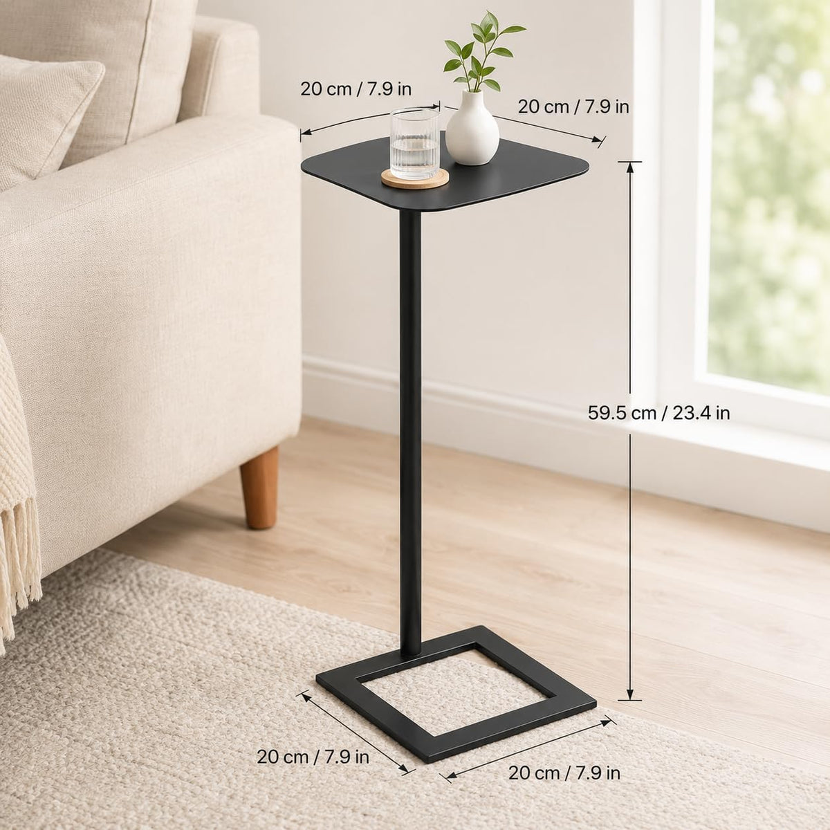 Modern Stable C Table End Table, 23.4" Tall, Medium, Black - Image 3