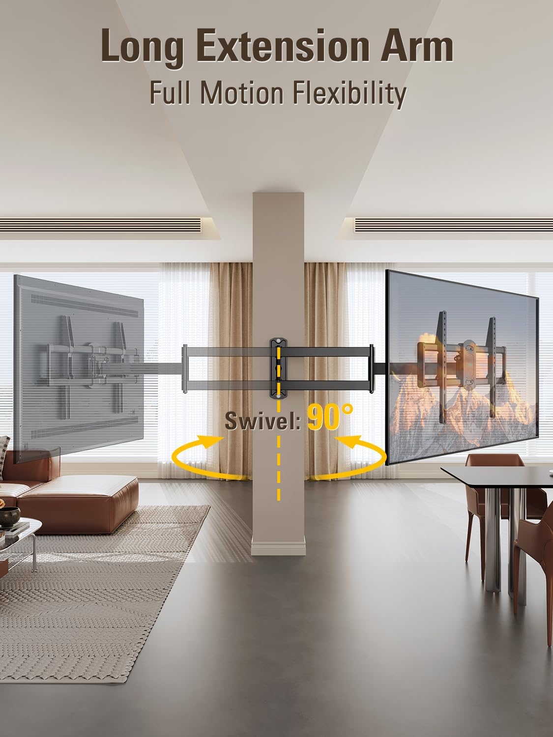 Mounting Dream Corner TV Wall Mount Long Arm Swivel for 37-55-65-75 Inch TV - Image 3