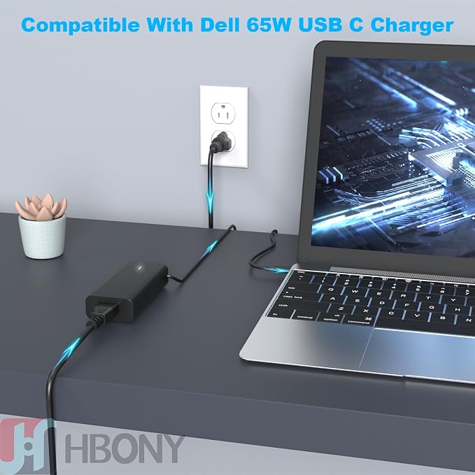HBONY 65W USB Type C Charger Compatible with Dell Laptop Latitude 5540 5440 7440 5450 e5430 5430 5530 7430 3450 5550 5350 7450 5420 7420 5520 e5440 Power Cord, XPS 13 Computer AC Adapter - Image 6