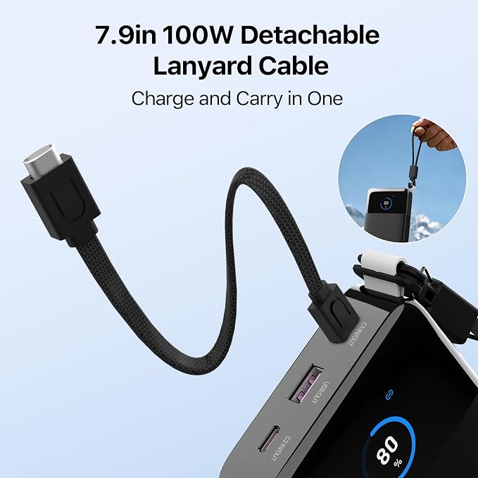 JUOVI 187W Portable Charger for Laptop Power Bank 25000mAh with USB-C Cable | TSA-Approved, App Control,Fast Charging Battery Pack for Laptop MacBook Dell XPS iPhone 17/16/15/14 Series Samsung and More - Image 6