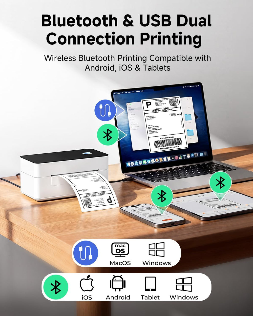 SVANTTO Bluetooth Shipping Label Printer 4x6, Wireless Thermal Label Maker - Image 2