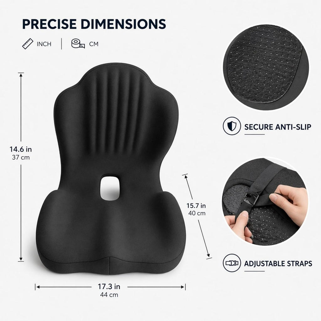 Ergonomic Seat Cushion with Lumbar Support, Memory Foam - Image 2