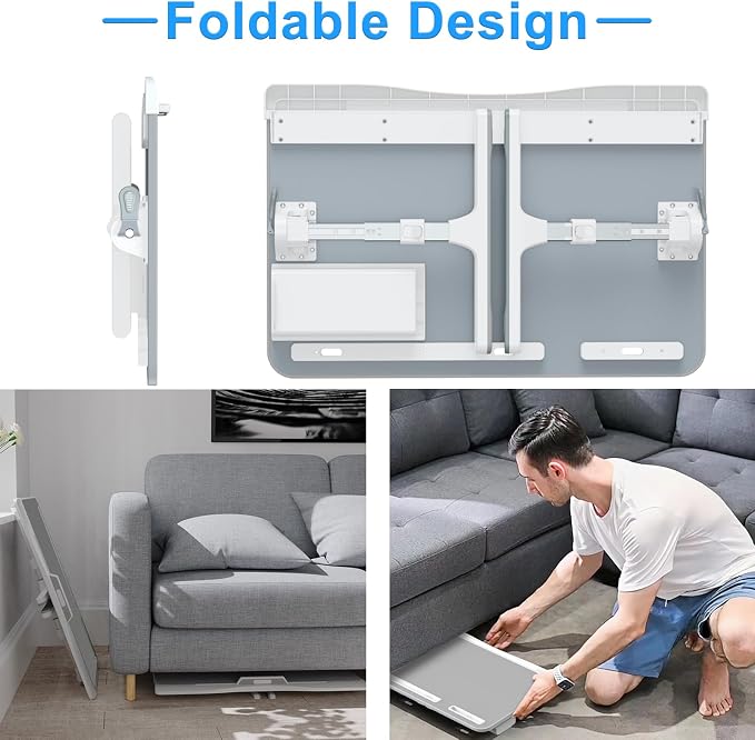 HETTHI Laptop Desk for Bed, Adjustable Bed Table with Leather Desktop, Foldable X-Large Laptop Bed Trays with Drawer for Bed Couch Floor Writing Working Reading Eating Painting (Gray, 23.6"×15.7") - Image 5