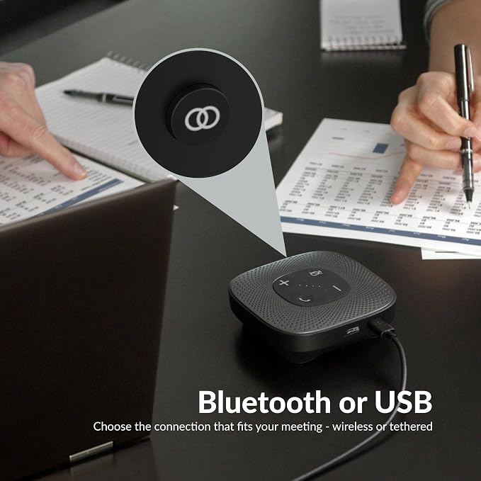 Cyber Acoustics SP-2000 USB Bluetooth Speakerphone with 360-Degree Mic | Great for Conference Calls, 66ft Wireless Range, 12-Hour Battery Life, Full Duplex Audio - Image 7