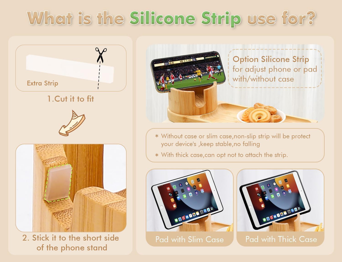 2 Packs Couch Armrest Table,Bamboo Folding Anti Slip Sofa Storage - Image 7