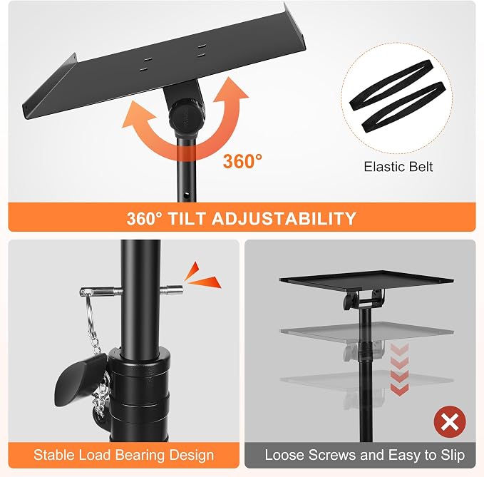 Ramzi Projector Stand,Projector Laptop Stand Tripod Laptop Tripod Stand | Height 24.4" To 46" Laptop Floor Stand For Dj Equipment, Outdoor Movies, Office, Home, Stage Or Studio (Black) - Image 5