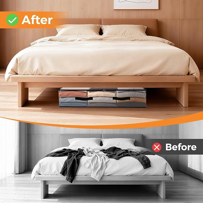 4 Pack Under Bed Storage Bags, 75L Foldable Clear Containers with Handles | Dual Zipper Storage Bins for Comforters, Bedding, Blankets, Closet Organizer for Clothes, Linen Sheets, Sweaters - Image 6