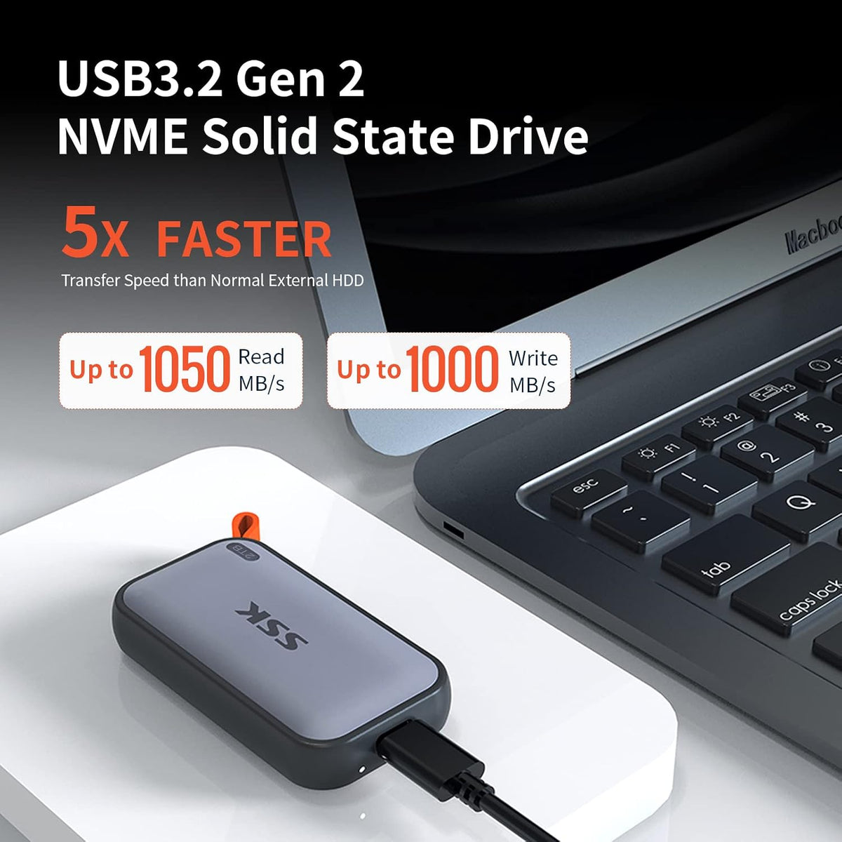 SSK Portable SSD 2TB External Solid State Hard Drive USB C Up to 1050MB/s - Image 2