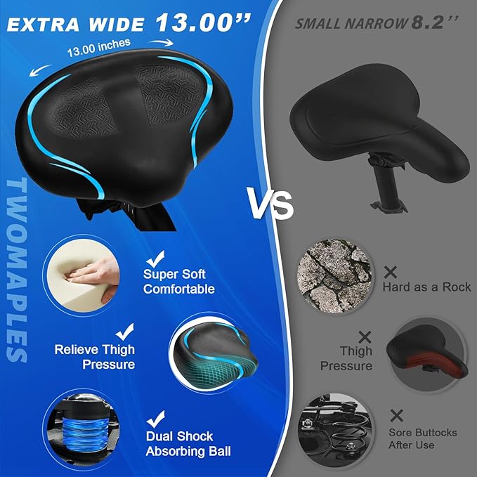 Noseless Bike Seat Cushion for Men & Women - Extra Padding & Comfort Wide Bicycle Seat, Oversized Comfortable Saddle for Peloton Bikes, Exercise Bikes, Electric Bikes, Cruiser Bikes - Image 3