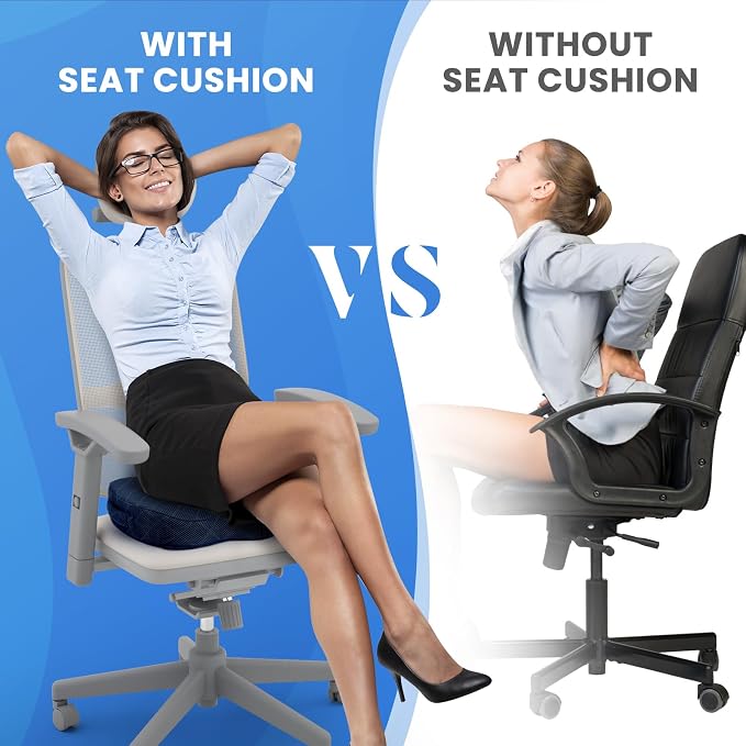 Seat Cushion - Memory Foam Cushion for Office Chair, Car Seat, Airplane, Bleacher - Sciatica & Coccyx Pain Relief Desk Chair Cushion for Long Sitting Office Workers, Car Drivers(Blue) | for Car Seat, Airplane, Desk Chair - Sciatica & Hip & Coccyx Pain ... - Image 7