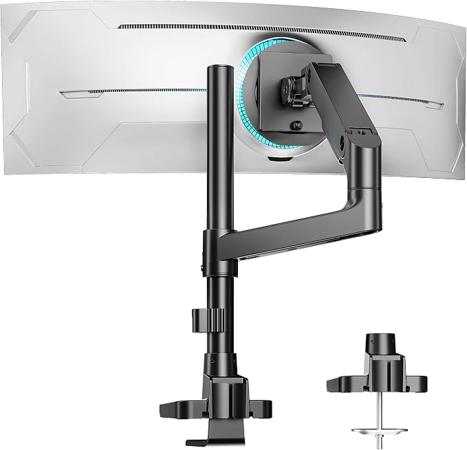 Single Monitor Arm Desk Mount for 17-49 Inch Monitors, Black | Heavy Duty Monitor Mount Stacked Monitor Arm Desk Holds 44 lbs by ARESWING
