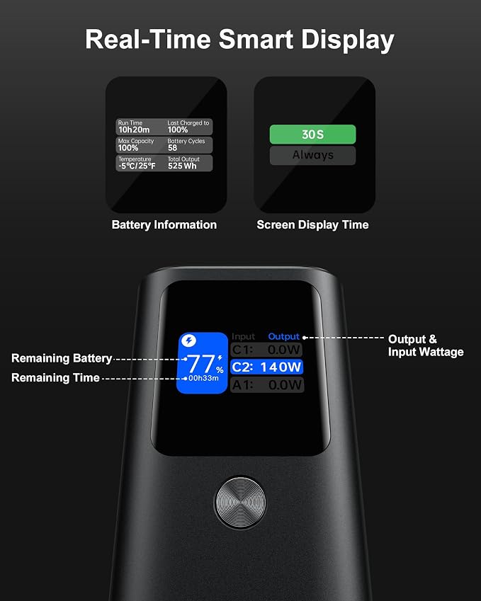 AsperX Laptop Power Bank, 27,600mAh 162.5W PD3.1 Charging Aluminum Unibody | TFT Portable Charger Power Bank, 99.36Wh Battery Bank for MacBook Pro/Air/iPhone 17/iPad/S26 Ultra/Dell/HP (Flight-Approved) - Image 6